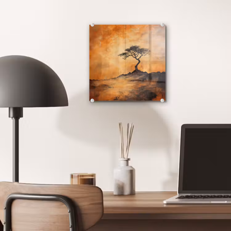 Boom - Landschap - Oranje plexiglas 5mm klein -sfeer6