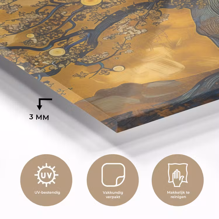 Boom - Levensboom - Abstract - Goud plexiglas 5mm klein -sfeer2