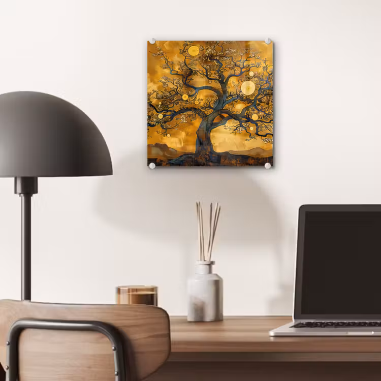 Boom - Levensboom - Abstract - Goud plexiglas 5mm klein -sfeer6