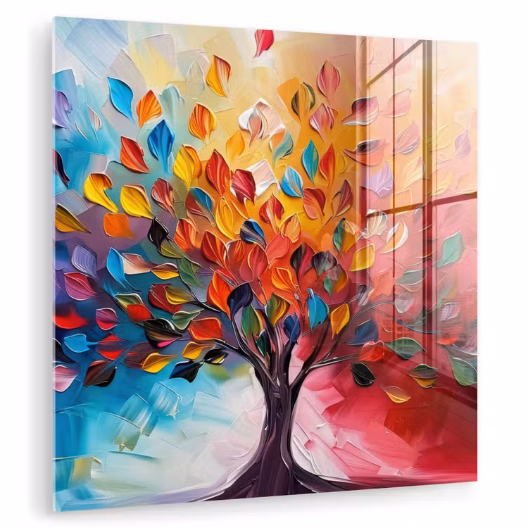 Boom - Levensboom - Kleurrijk - Abstract plexiglas 5mm klein -zzzproduct_nieuw