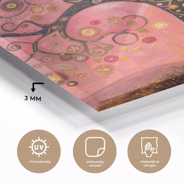 Boom - Levensboom - Roze - Goud plexiglas 5mm klein -sfeer2
