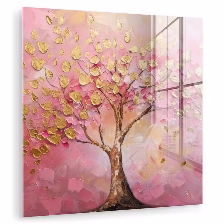 Boom - Roze - Goud - Modern plexiglas 5mm klein -zzzproduct_nieuw