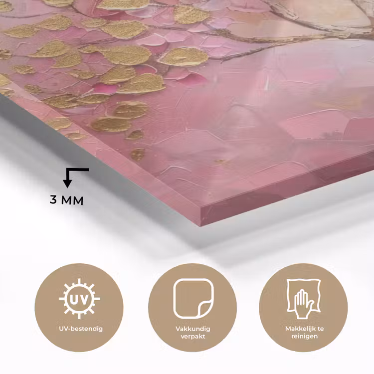 Boom - Roze - Goud - Modern plexiglas 5mm klein -sfeer2