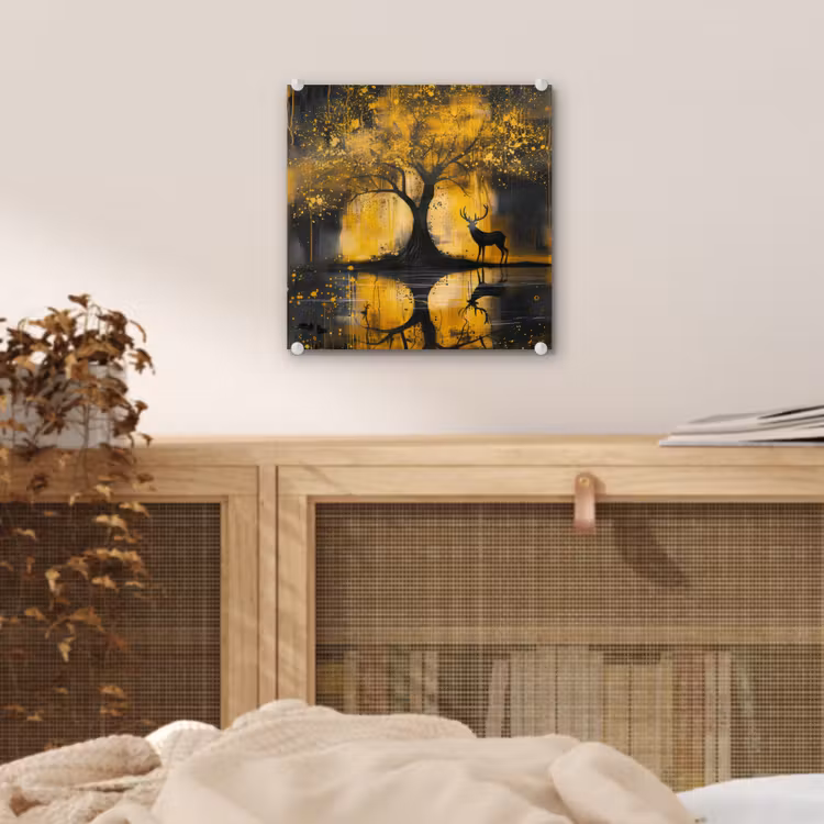 Boom - Verflook - Hert - Natuur - Goud plexiglas 5mm klein -sfeer4