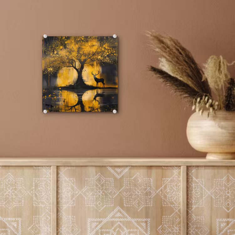 Boom - Verflook - Hert - Natuur - Goud plexiglas 5mm klein -sfeer5