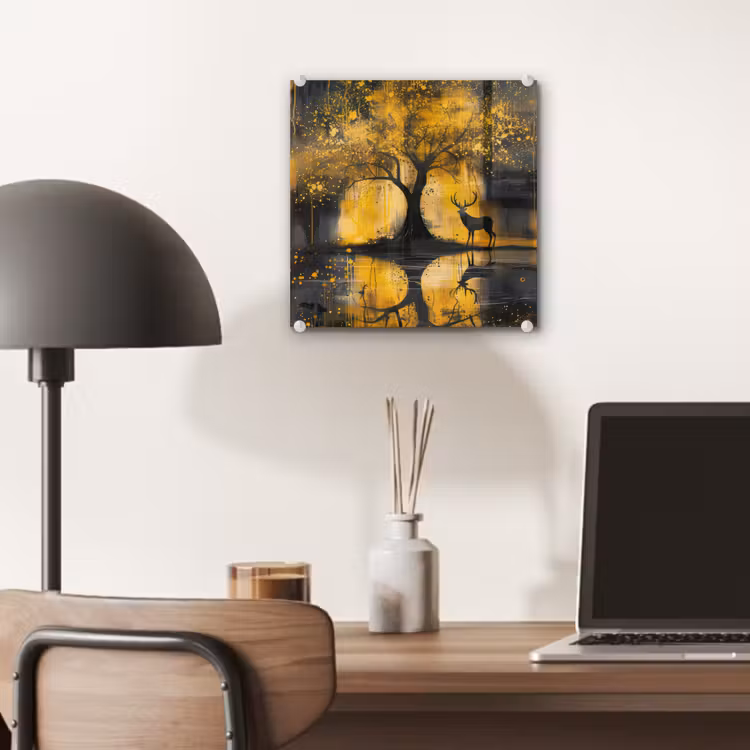 Boom - Verflook - Hert - Natuur - Goud plexiglas 5mm klein -sfeer6