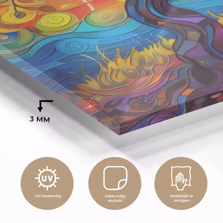 Boom - Zon - Verflook - Kleuren - Abstract plexiglas 5mm klein -sfeer2