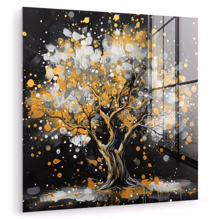 Boom - Zwart - Goud - Wit - Modern plexiglas 5mm klein -zzzproduct_nieuw