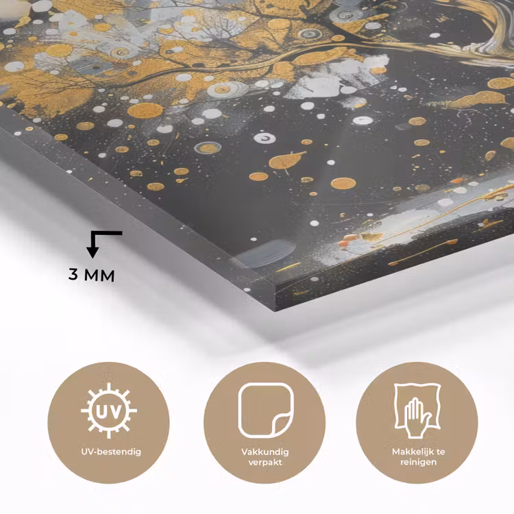 Boom - Zwart - Goud - Wit - Modern plexiglas 5mm klein -sfeer2
