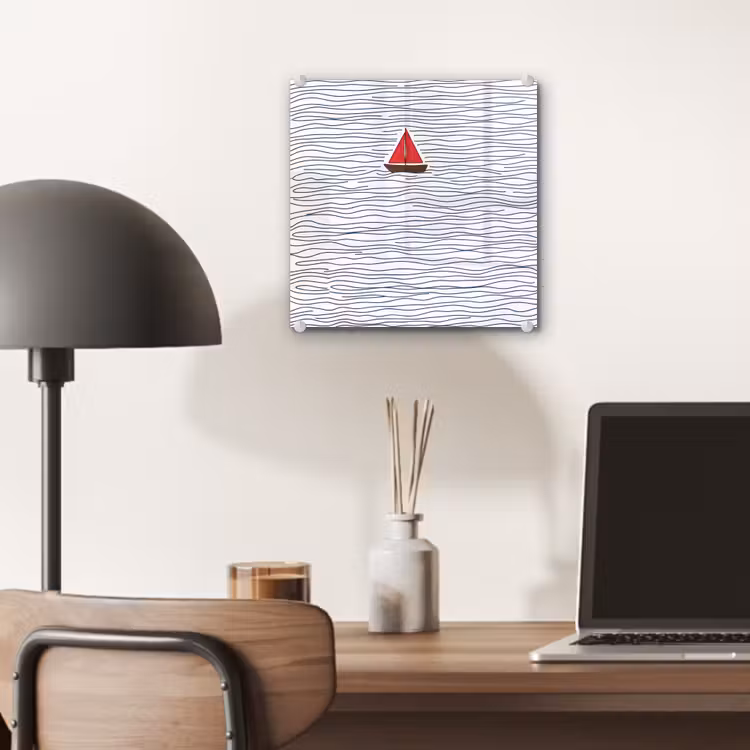 Boot - Water - Rood - Illustratie - Minimalistisch plexiglas 5mm klein -sfeer6