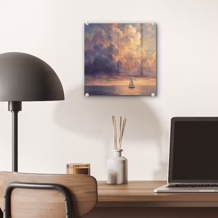 Boot - Zonsondergang - Zee - Natuur - Goud plexiglas 5mm klein -sfeer6
