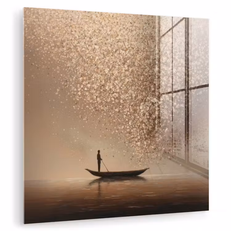 Bootje - Blaadjes - Goud - Water plexiglas 5mm klein -zzzproduct_nieuw