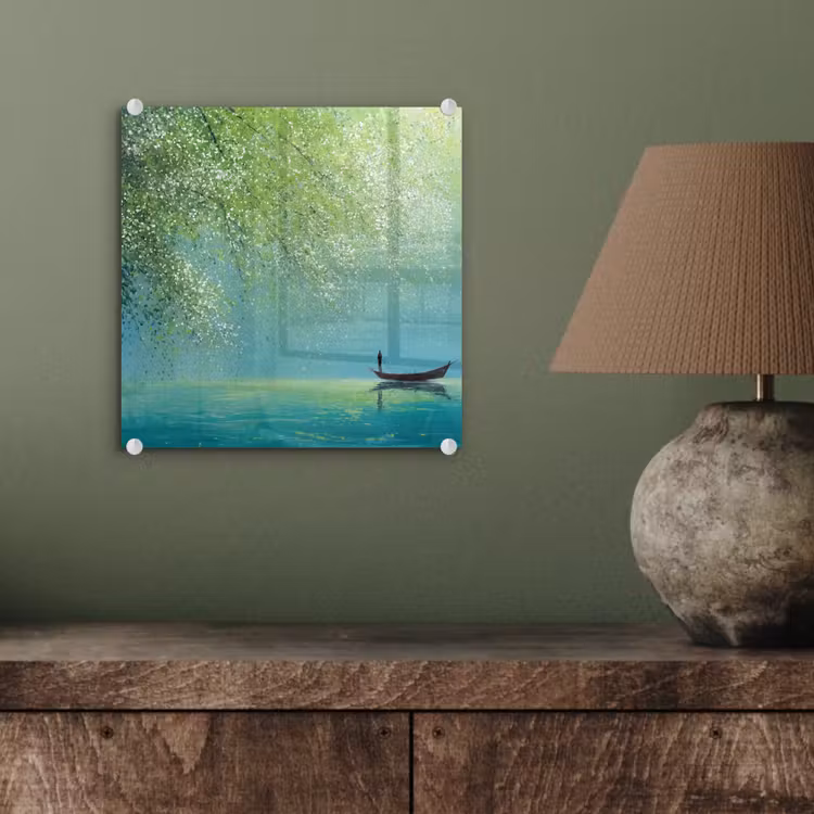 Bootje - Water - Bladeren - Bloesems plexiglas 5mm klein -sfeer3