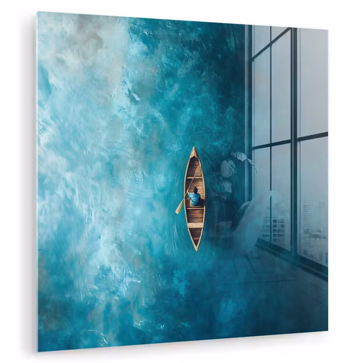 Bootje - Water - Blauw plexiglas 5mm klein -zzzproduct_nieuw