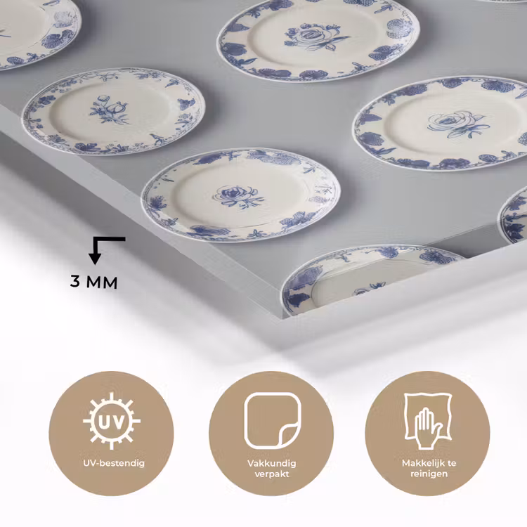 Borden - Bloemen - Blauw - Wit plexiglas 5mm klein 11 -sfeer2