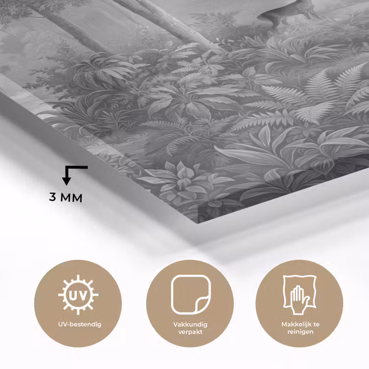 Bos - Hert - Zwart - Wit plexiglas 5mm klein -sfeer2