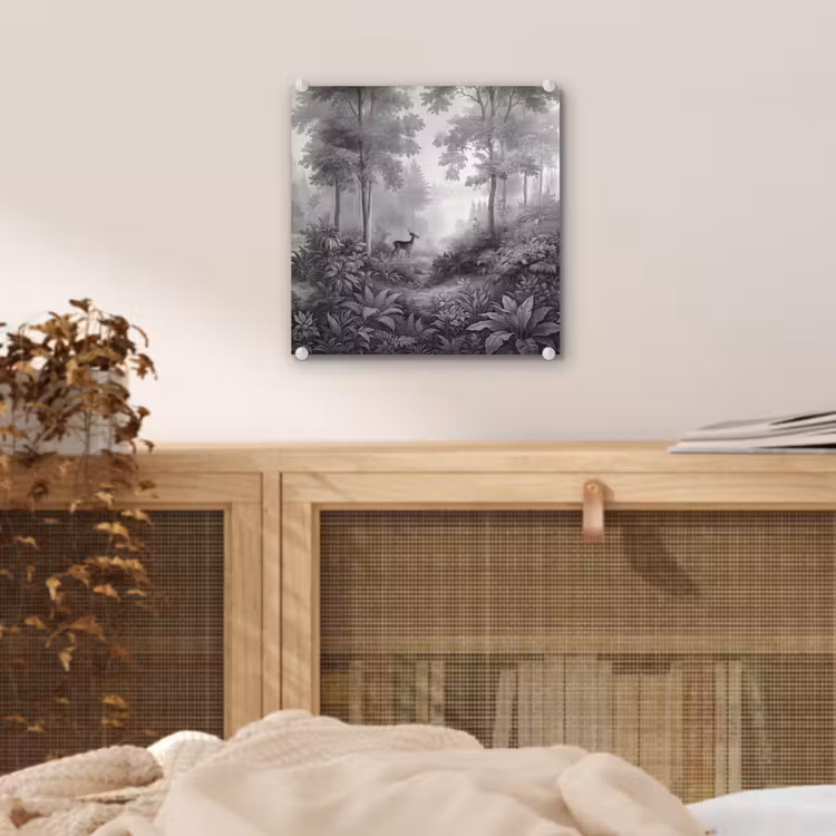 Bos - Hert - Zwart - Wit plexiglas 5mm klein -sfeer4