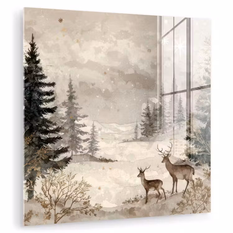 Bos - Herten - Winter - Sneeuw plexiglas 5mm klein -zzzproduct_nieuw