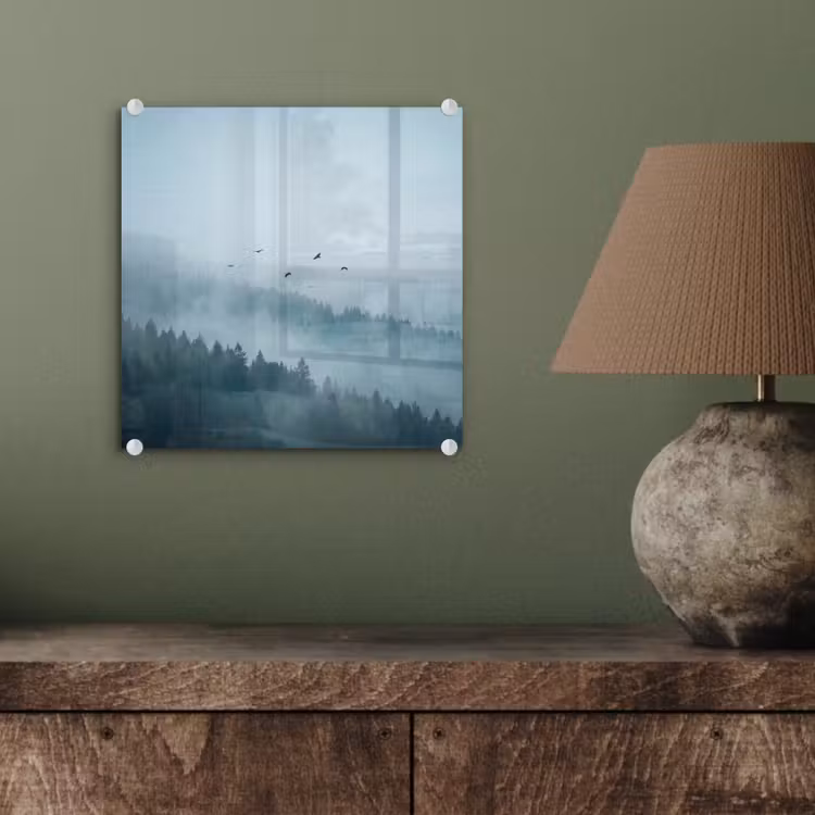 Bos - Mist - Vogels - Natuur - Groen plexiglas 5mm klein -sfeer3