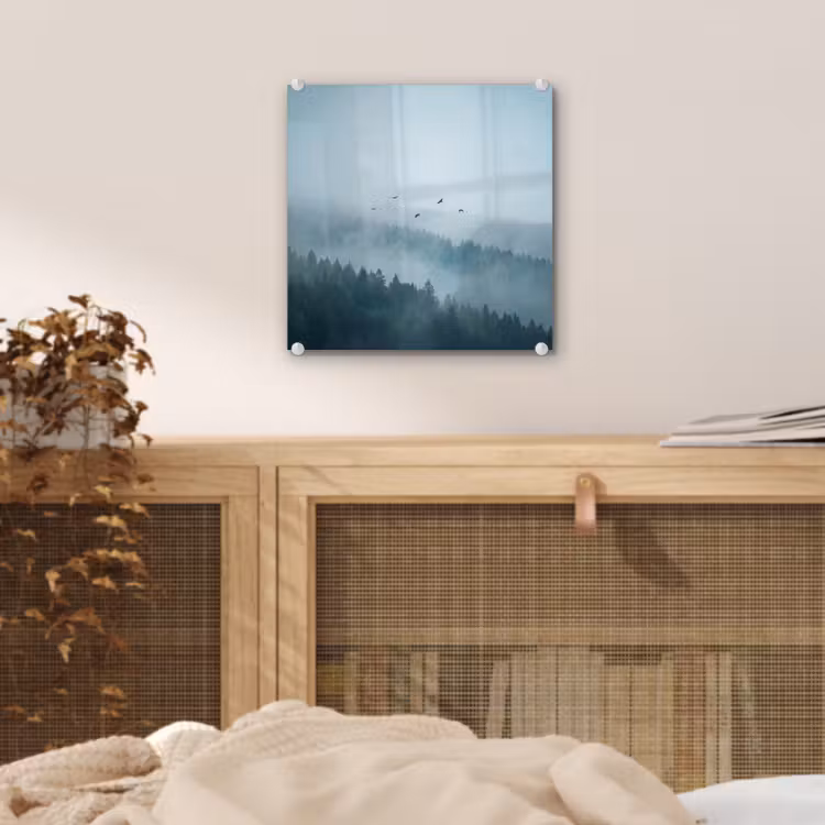 Bos - Mist - Vogels - Natuur - Groen plexiglas 5mm klein -sfeer4