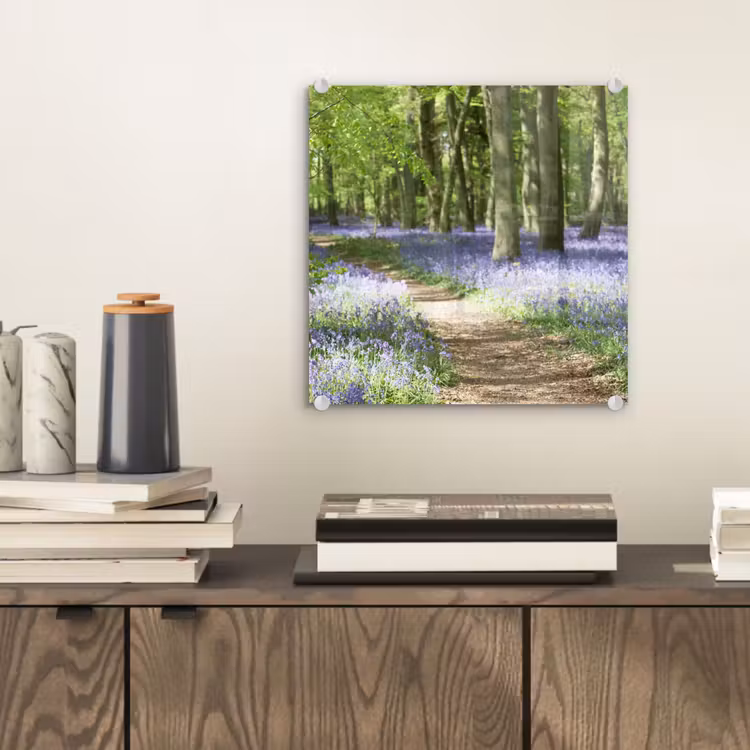 Bos - Pad - Bloemen - Paars - Groen - Natuur plexiglas 5mm klein -sfeer1