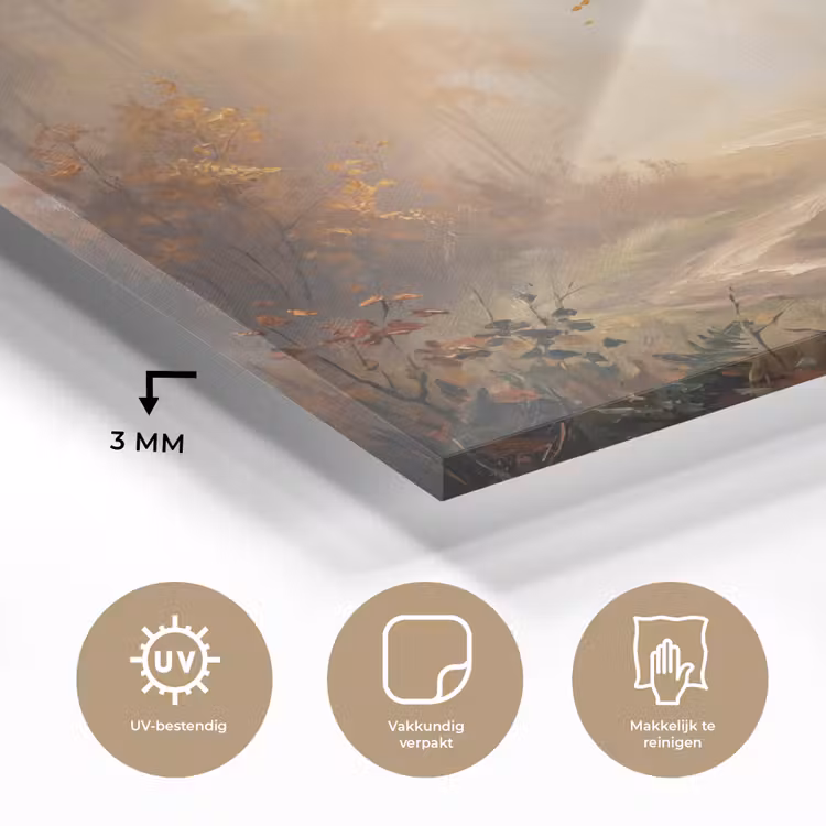 Bospad - Herfstbladeren - Natuur - Schilderachtig - Oranje plexiglas 5mm klein -sfeer2