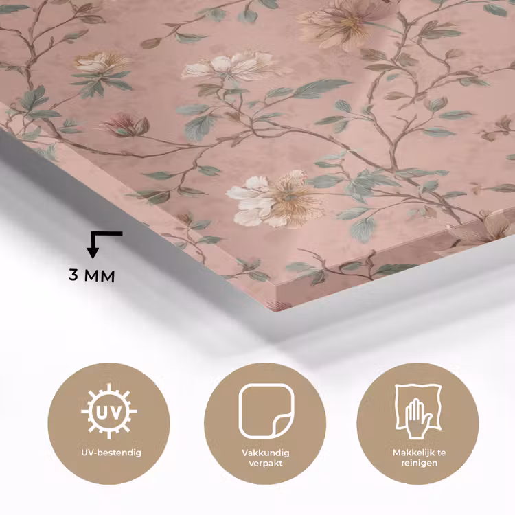 Botanisch - Bloemen - Roze plexiglas 5mm klein 11 -sfeer2
