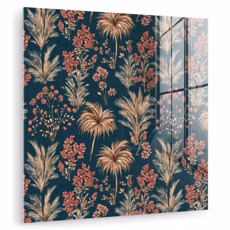 Botanisch - Patroon - Blauw plexiglas 5mm klein 11 -zzzproduct_nieuw