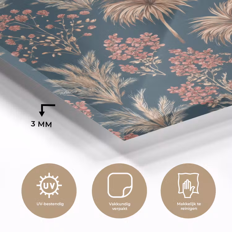 Botanisch - Patroon - Blauw plexiglas 5mm klein 11 -sfeer2