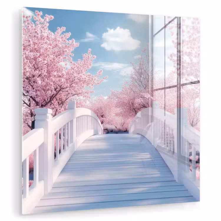 Brug - Kersenbomen - Wit plexiglas 5mm klein -zzzproduct_nieuw