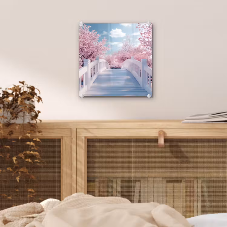 Brug - Kersenbomen - Wit plexiglas 5mm klein -sfeer4