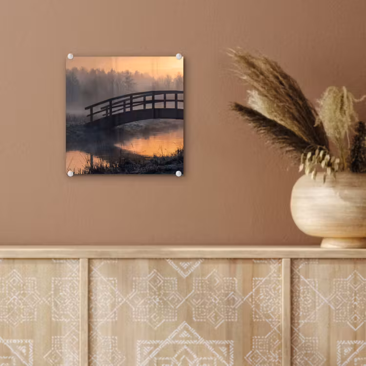 Brug - Mist - Bomen - Water plexiglas 5mm klein -sfeer5