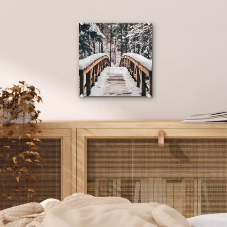Brug - Winterlandschap - Bos - Natuur - Sneeuw plexiglas 5mm klein -sfeer4