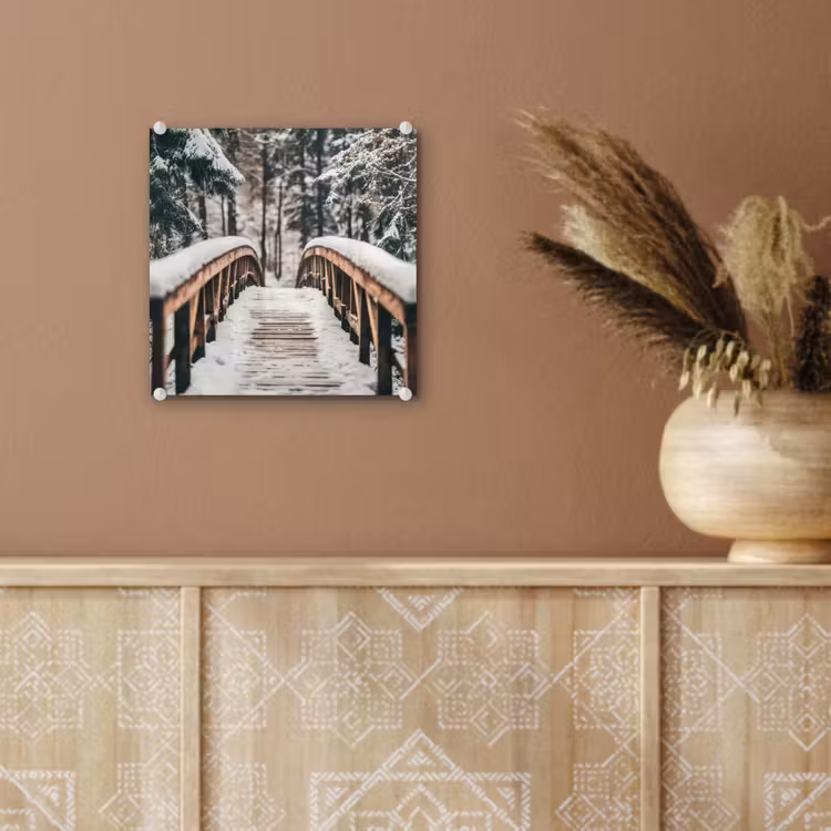 Brug - Winterlandschap - Bos - Natuur - Sneeuw plexiglas 5mm klein -sfeer5