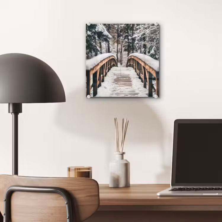 Brug - Winterlandschap - Bos - Natuur - Sneeuw plexiglas 5mm klein -sfeer6