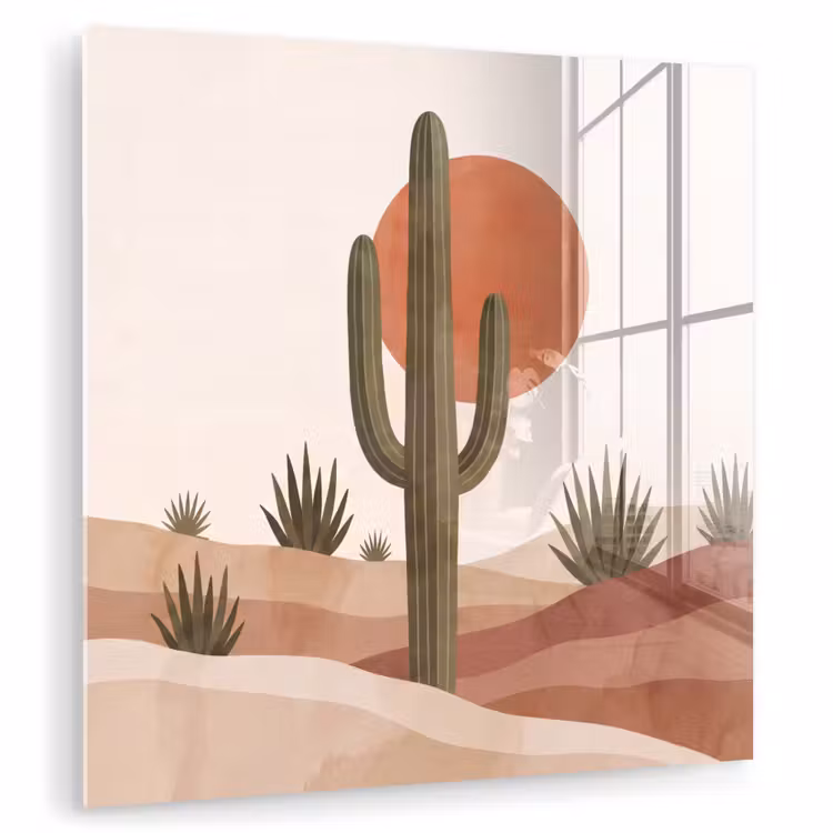 Cactus - Duinen - Modern - Landschap - Groen plexiglas 5mm klein -zzzproduct_nieuw