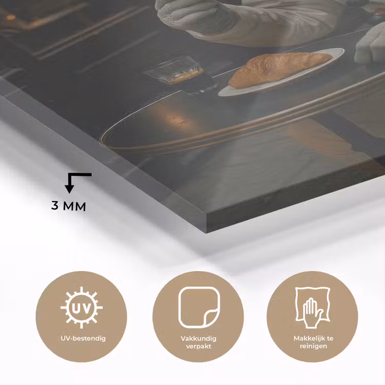 Café - Croissant - Koffie - Astronaut plexiglas 5mm klein -sfeer2