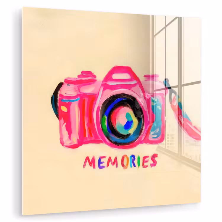 Camera - Memories - Roze - Geschilderd plexiglas 5mm klein -zzzproduct_nieuw
