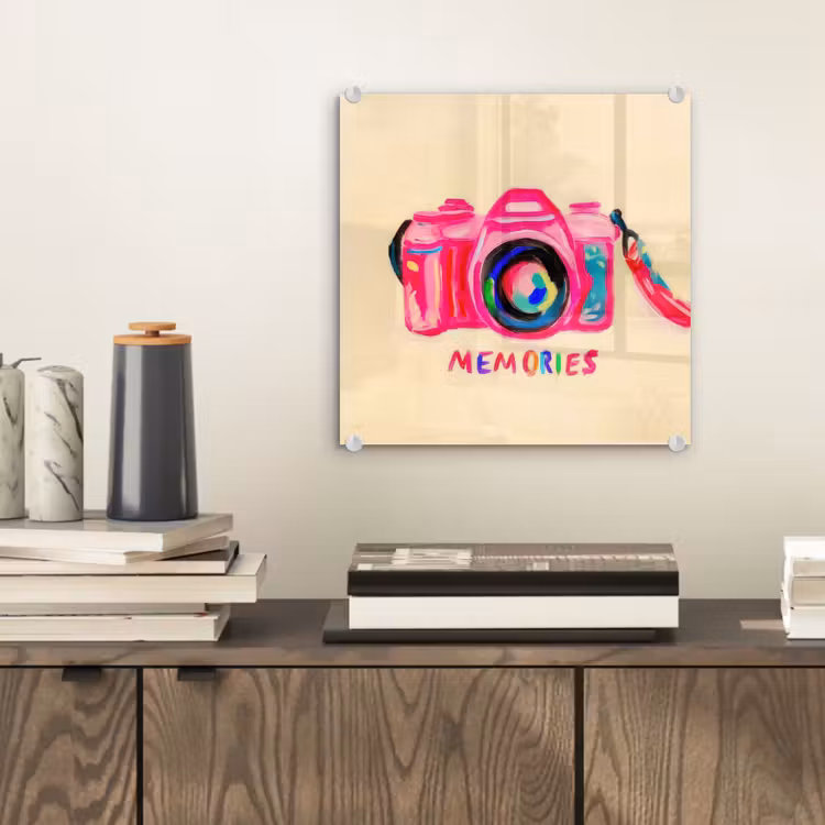 Camera - Memories - Roze - Geschilderd plexiglas 5mm klein -sfeer1