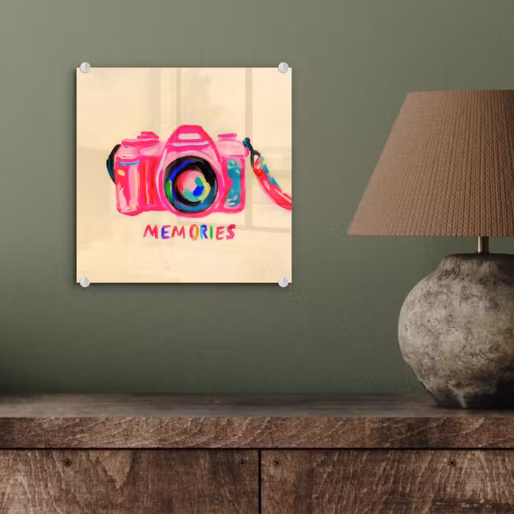 Camera - Memories - Roze - Geschilderd plexiglas 5mm klein -sfeer3