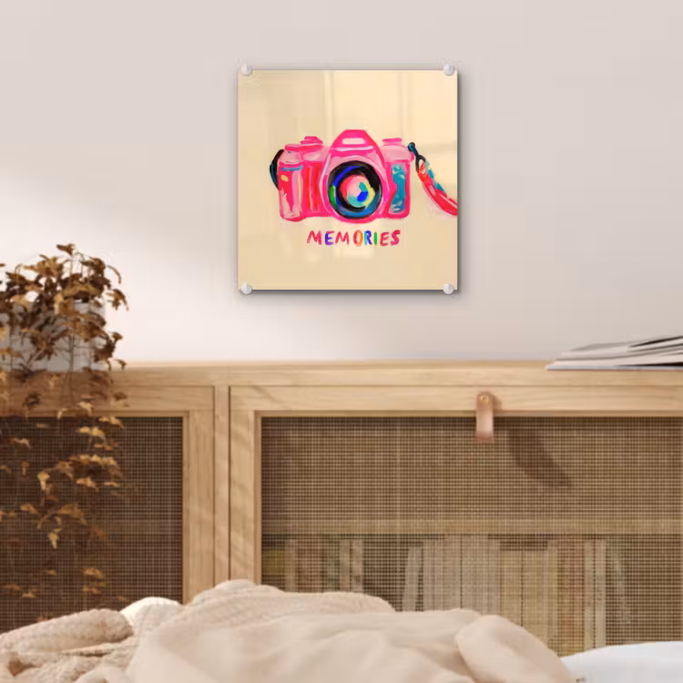 Camera - Memories - Roze - Geschilderd plexiglas 5mm klein -sfeer4