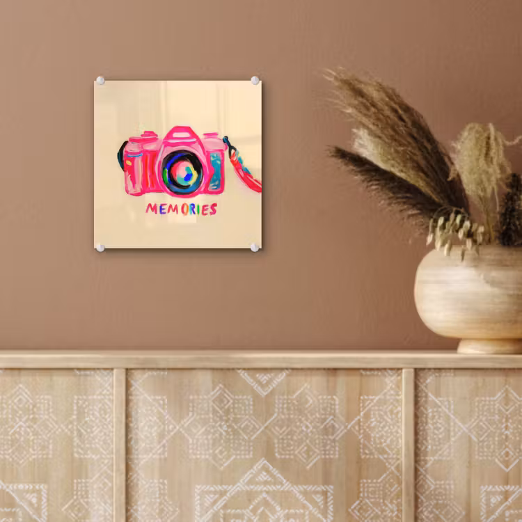 Camera - Memories - Roze - Geschilderd plexiglas 5mm klein -sfeer5