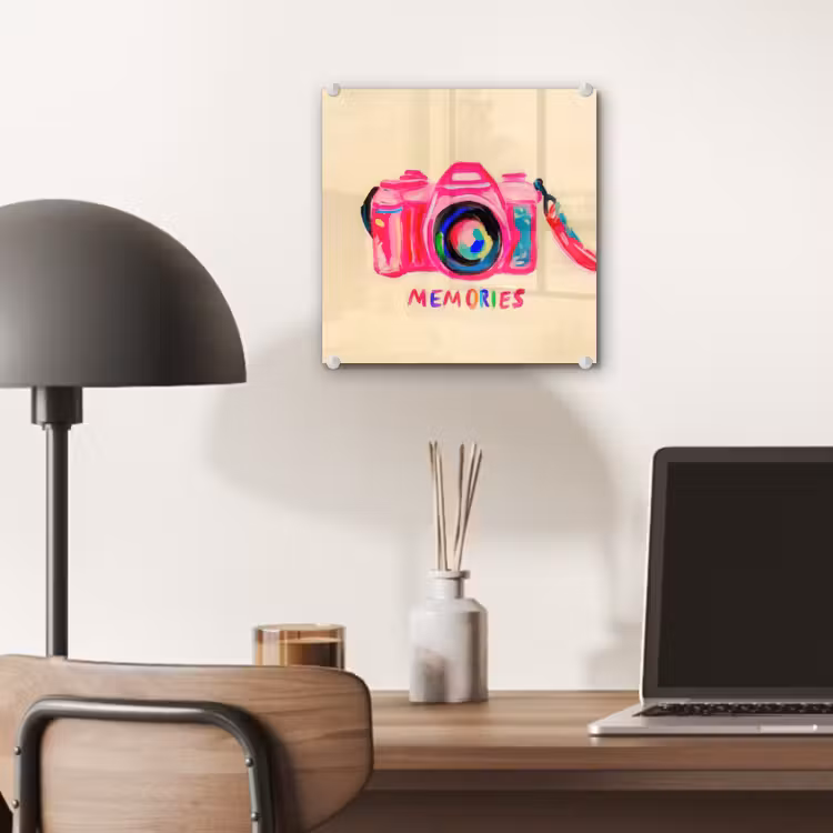 Camera - Memories - Roze - Geschilderd plexiglas 5mm klein -sfeer6