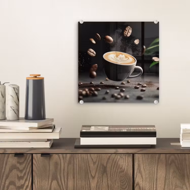 Cappuccino - Kop - Bonen - Bruin plexiglas 5mm klein -sfeer1