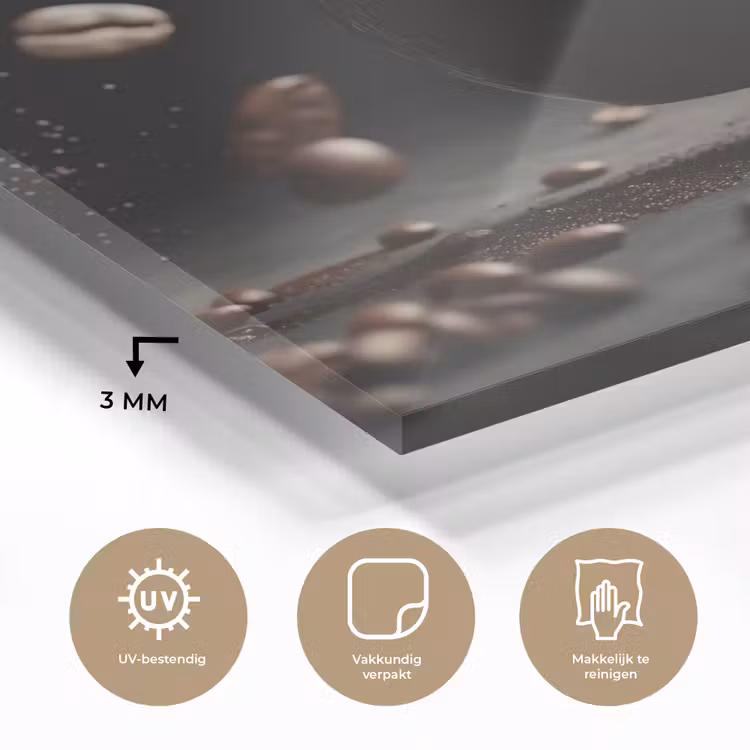 Cappuccino - Kop - Bonen - Bruin plexiglas 5mm klein -sfeer2