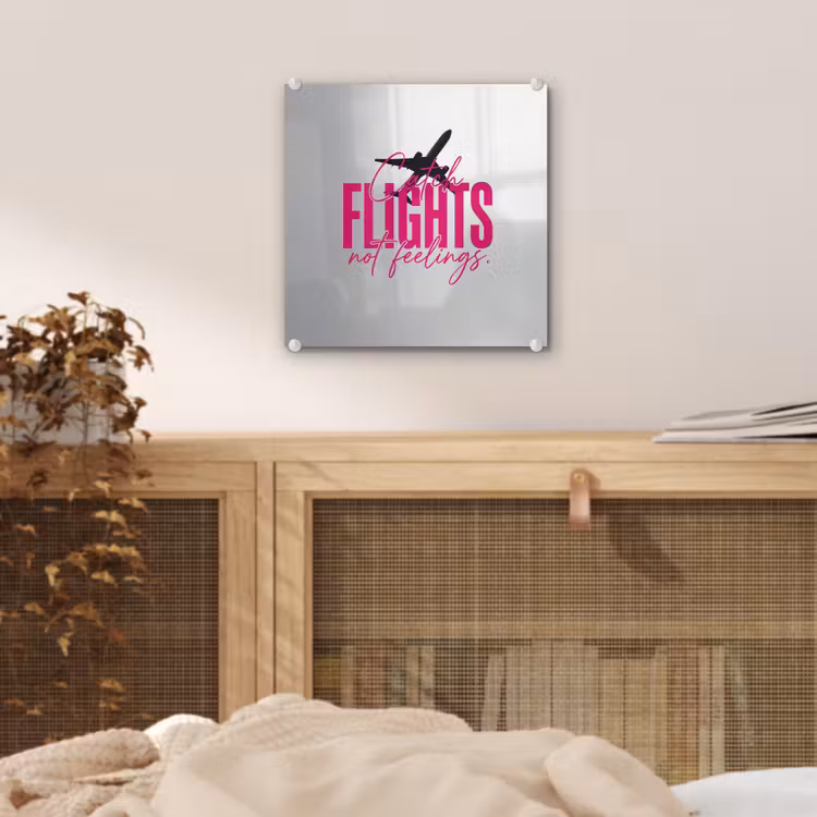 Catch flights not feelings - Vliegtuig - Roze plexiglas 5mm klein -sfeer4