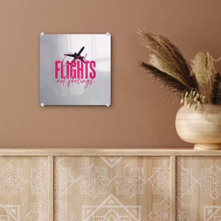 Catch flights not feelings - Vliegtuig - Roze plexiglas 5mm klein -sfeer5