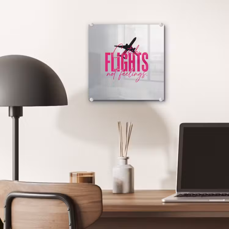 Catch flights not feelings - Vliegtuig - Roze plexiglas 5mm klein -sfeer6