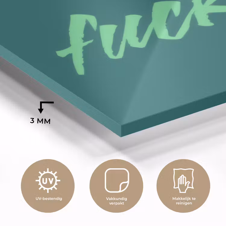 c'est la fucking vie - Groen - Handgeschreven plexiglas 5mm klein -sfeer2