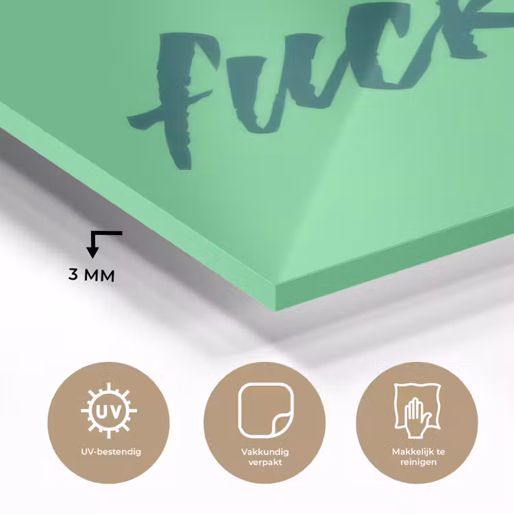 c'est la fucking vie - Groen - Penseelstijl plexiglas 5mm klein -sfeer2
